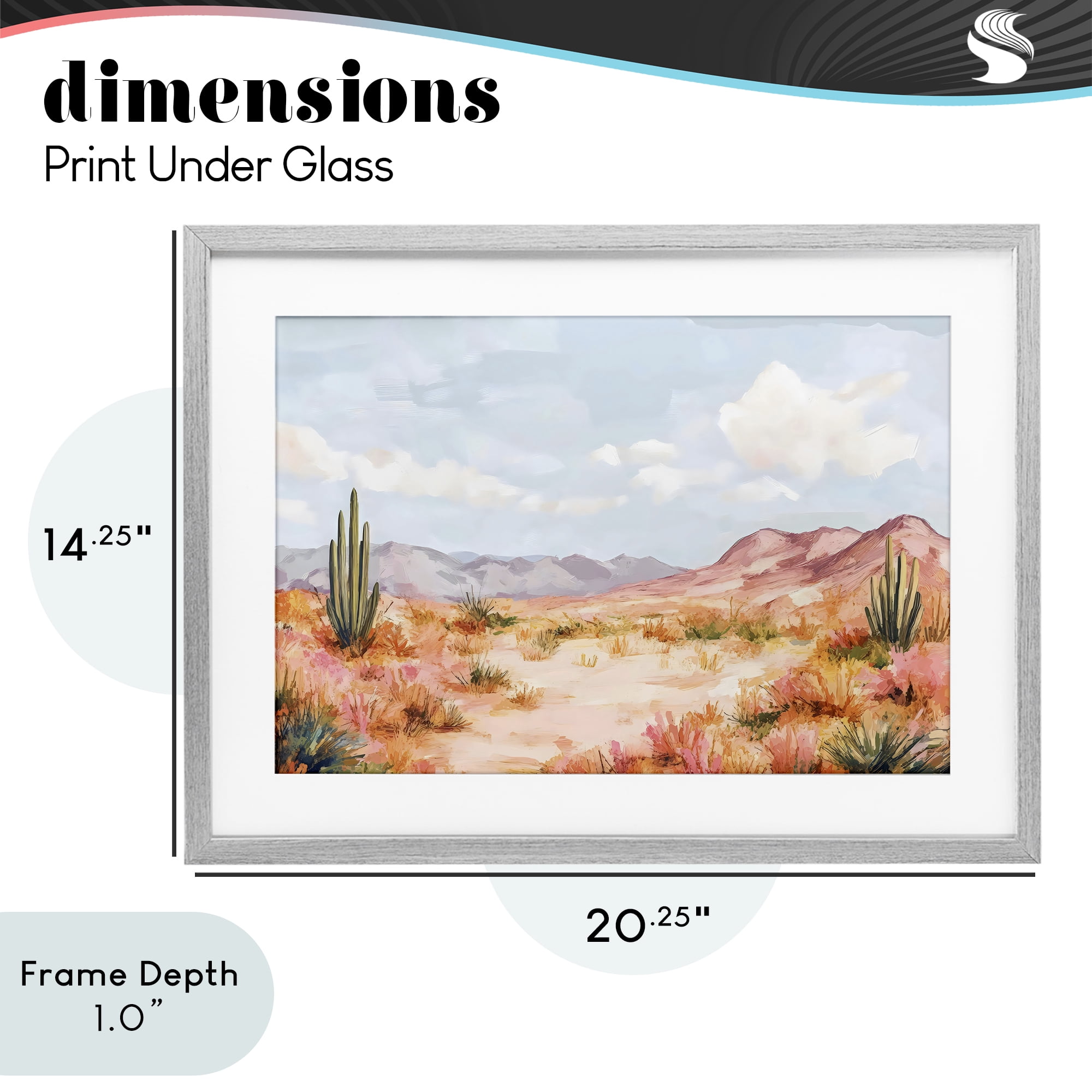 Stupell Industries Pastel Desert Dream Sunset Gray Framed Print Under Glass, design by Creative Studio