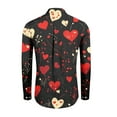 thumbnail image 3 of Fgvctg Mens Valentine's Day Shirts Button Down V Neck Long Sleeve Shirt Soft Collared Blouses Date Day Love Heart Print Plus Size Business Casual Outfits Multicolor L, 3 of 4