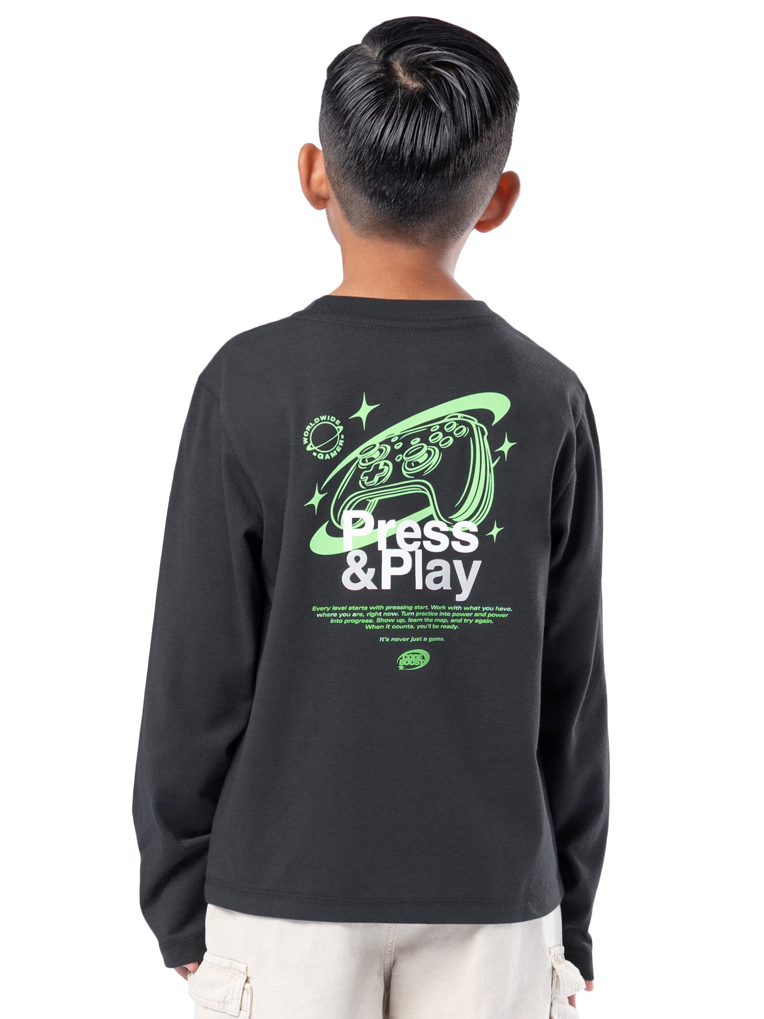 Wonder Nation Boy's Long Sleeve Elevated Graphic T-Shirt, Sizes 4-18 & Husky