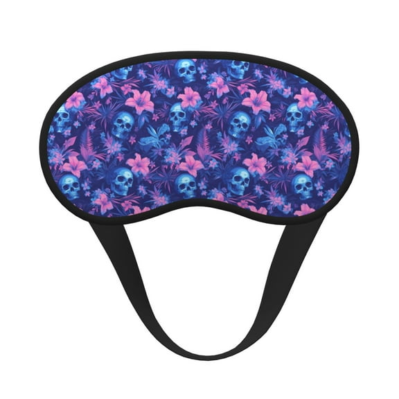 Salouo Blue Skull Leaf Pattern Eye Masks, 1-Pack Sleep Mask Eye Cover Washable Sleeping Eyeshade Block Sleep Shade Cover Light Reduces Traveling Gifts
