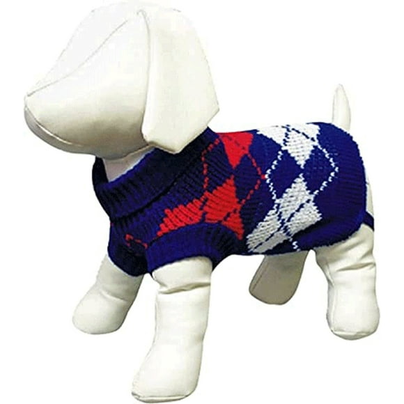 Amazing Dog Chandail Argyle, Bleu, Taille Large (14) 12 Pouces-14 Pouces