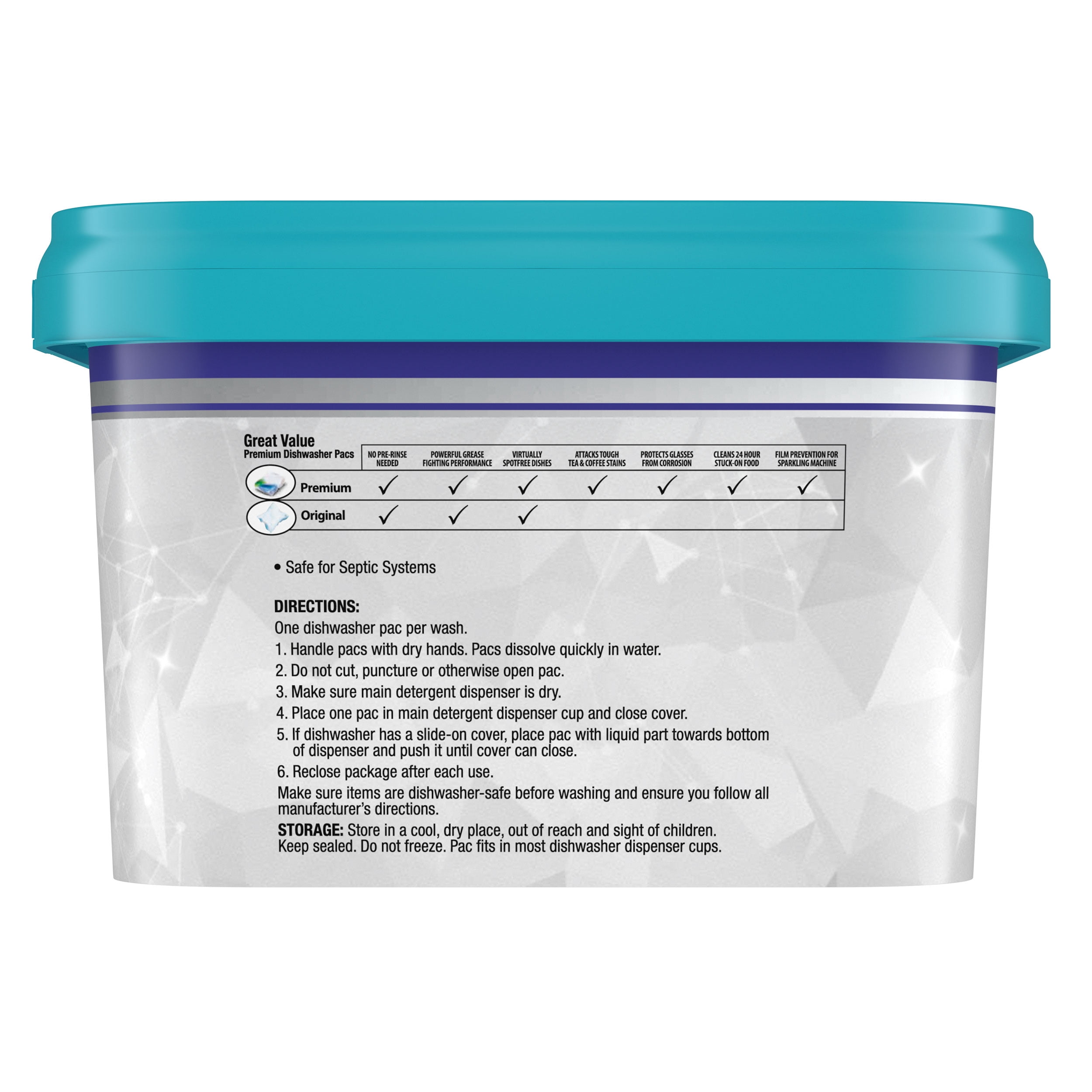 Great Value Premium Dishwasher Pacs, Fresh Scent, 87 Count