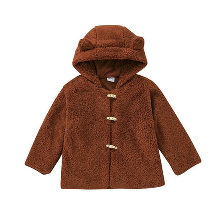 

Fsqjgq Boys Jackets Size 14-16 with Hood Kids Child Toddler Baby Boys Girls Long Sleeve Bear Ear Hooded Jacket Thick Coat Outer Outwear Outfits Clothes Coat Boys Large Polyester Brown 6Y