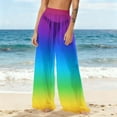 thumbnail image 2 of THDHVS Swim Shorts Women,Swim Bottoms for Women,Bohemian Ombre Chiffon Beach Pants Flowy Wide Leg Sun Cover Up Multicolor, 2 of 7