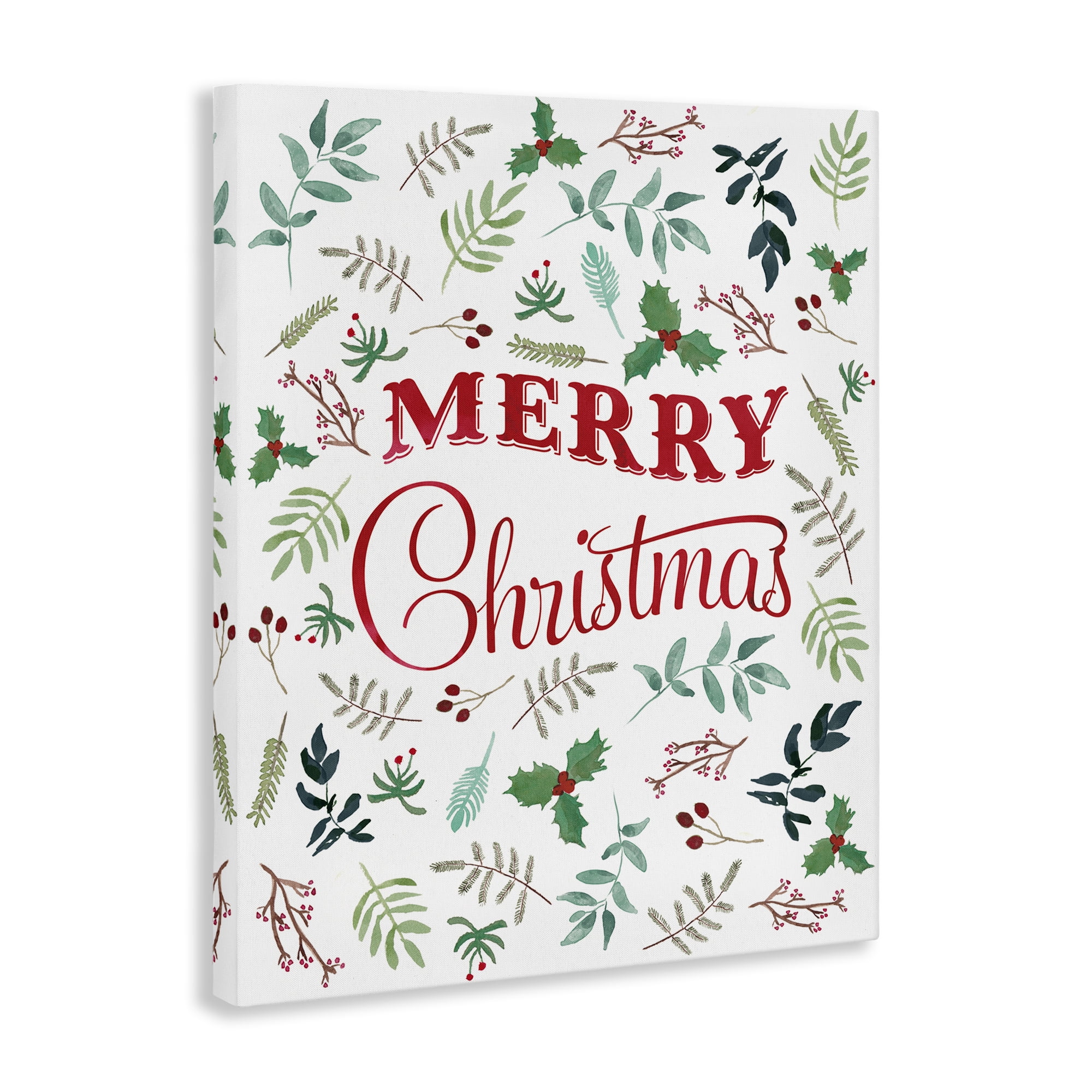 Stupell Industries Christmas Botanicals Pattern Holiday Painting Gallery Wrapped Canvas Art Prints Wall Art, 16 x 20