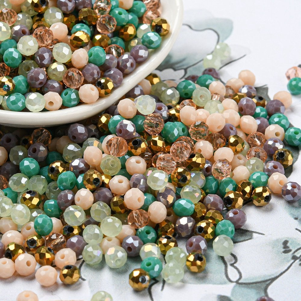 500 g Glass Beads Faceted Rondelle Blanched Almond 4x3mm Hole: 0.4mm 6800pcs/500g