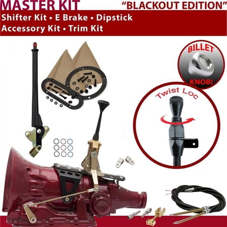 American Shifter TH400 Shifter Kit Black 6 in. E Brake Cable Clevis Trim Kit Dipstick for EC1C5