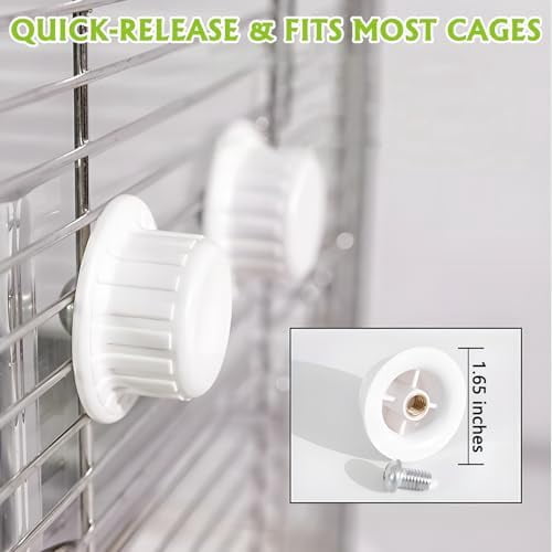 Bird Feeder for Cage with Rotating Foraging Toy No Mess Acrylic Hanging Food & Water Dispenser with Stainless Steel Bowl & Anti-Slip Perch Stand for Parrot, Budgie, Parakeet, Lovebird, Canary