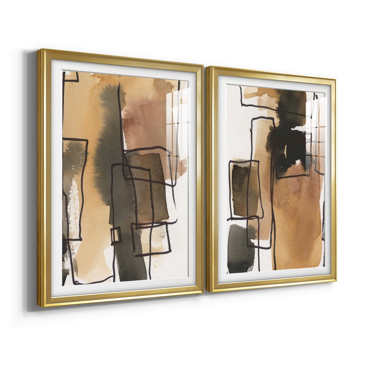 Wexford Home Retro Vibe III Premium Framed Print, 22.5" x 30.5" - Ready to Hang, Gold (Set of 2)