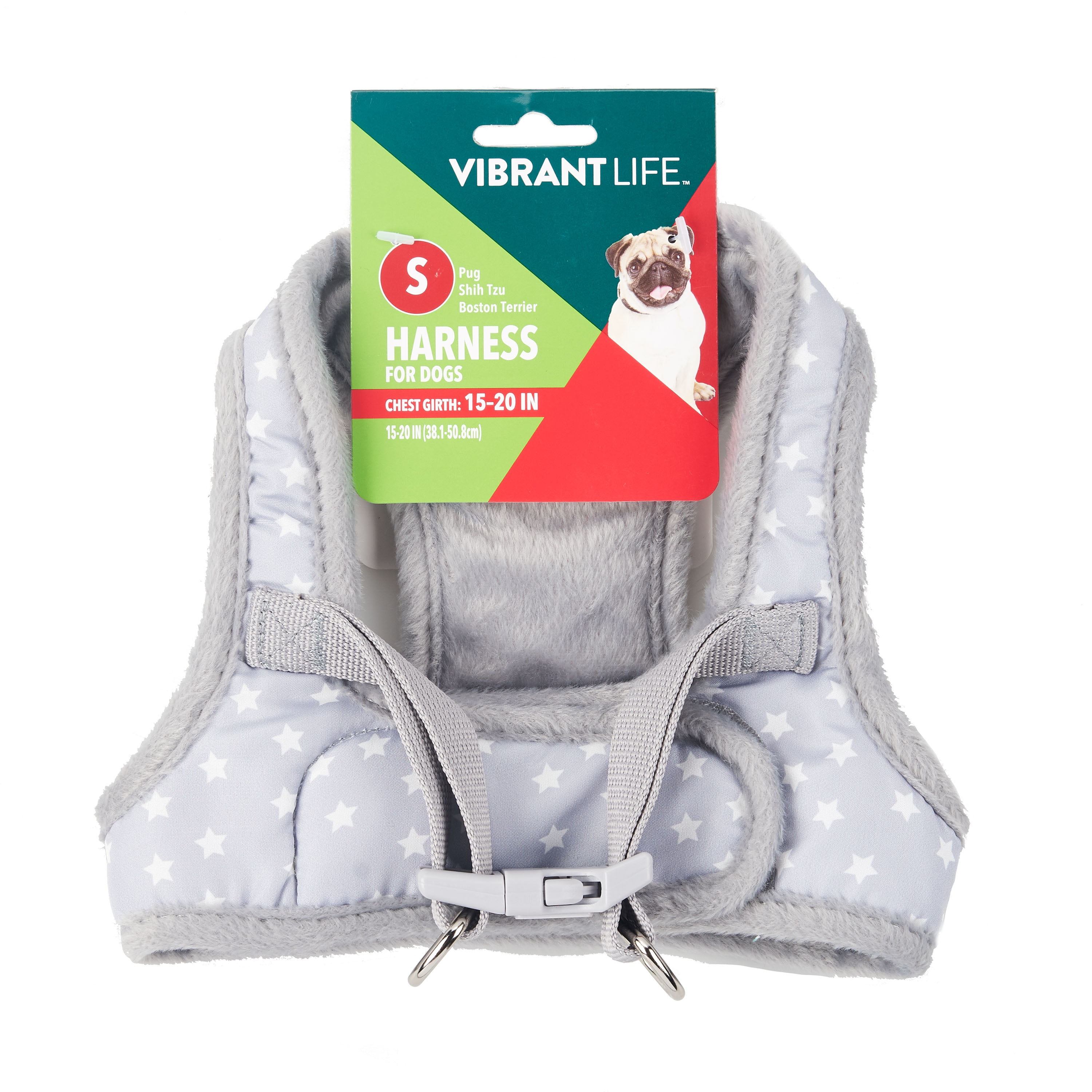 Vibrant Life Dog Harness, Gray Star Print, (Small)