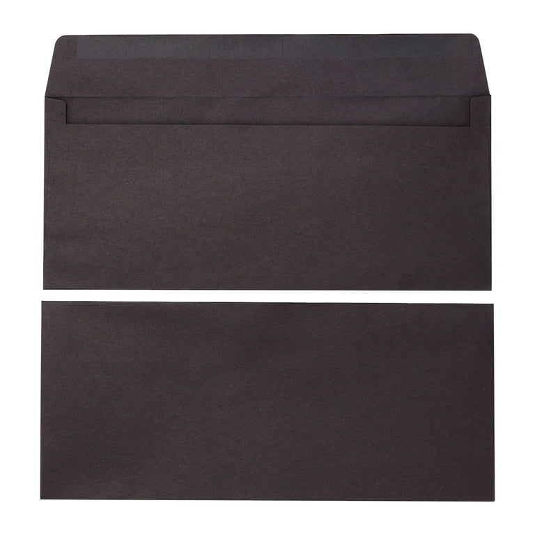 100 Pack #10 Black Envelopes with Square Flap for Mailing Letters