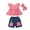 Red, variant on Baby Girl Polka Dot Outfit 3 Piece Jean Set for Infant Girl Ruffle Short Sleeve Blouses+Patchwork Denim Shorts Suit Newborn Girl Clothes