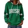 thumbnail image 2 of BRGZLK Women's St.Patrick's Day Hooded Sweatshirts Green Polyester Blend Long Sleeve Shamrock Irish Print Loose Comfy Tops Hoodie with Pocket Green F XL, 2 of 5