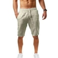 thumbnail image 2 of Mens Cotton Linen Athletic Shorts Elastic Waistband Sleep Lounge Short Lightweight Sport Short Pants with Pocket, 2 of 2