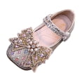 thumbnail image 3 of SGFCWSX Girls Mary Jane Shoes Kids Sparkly Rhinestone Pearl Bow Ankle Strap Party Wedding Flats Gold Size 11.5 Little Kids, 3 of 7