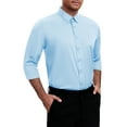 thumbnail image 4 of INSPIRE CHIC Men's Point Collar Long Sleeve Button Down Solid Color Formal Dress Shirts Light Blue M, 4 of 6
