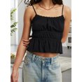 thumbnail image 5 of LMLYSoH Women's Summer Slim Camisole Spaghetti Strap Lace Trim Smocked Tank Tops Streetwear, 5 of 9