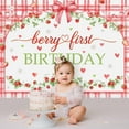 thumbnail image 3 of Berry First Birthday Backdrop Our Berry Sweet is Turning One Baby Girls First Birthday Background Photography Props Strawberry 1st Birthday Decorations, 3 of 5