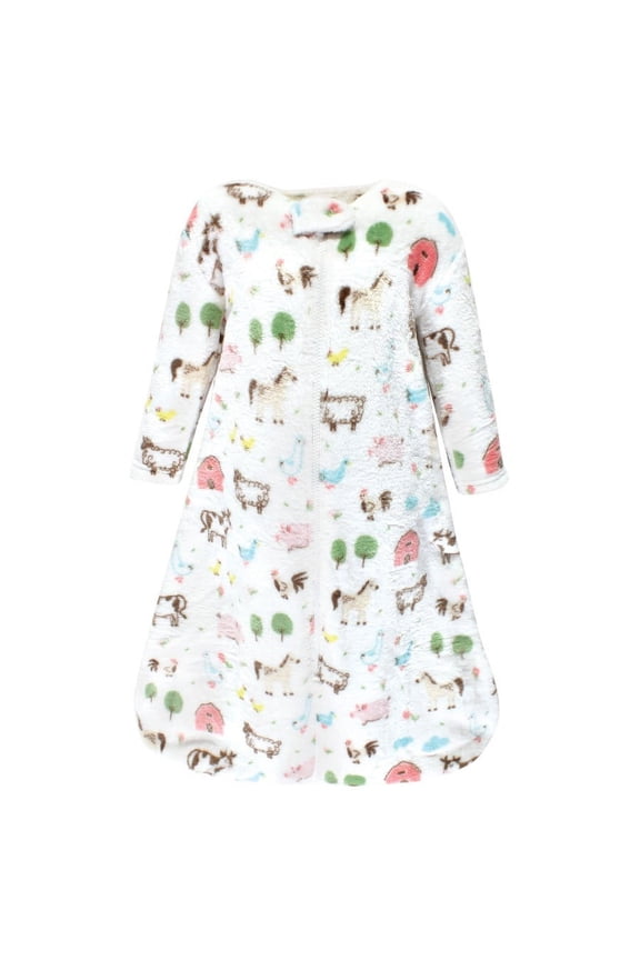 Infant Girl Plush Sleeping Bag, Sack, Blanket, Girl Farm Animals Long Sleeve, 0-6 Months