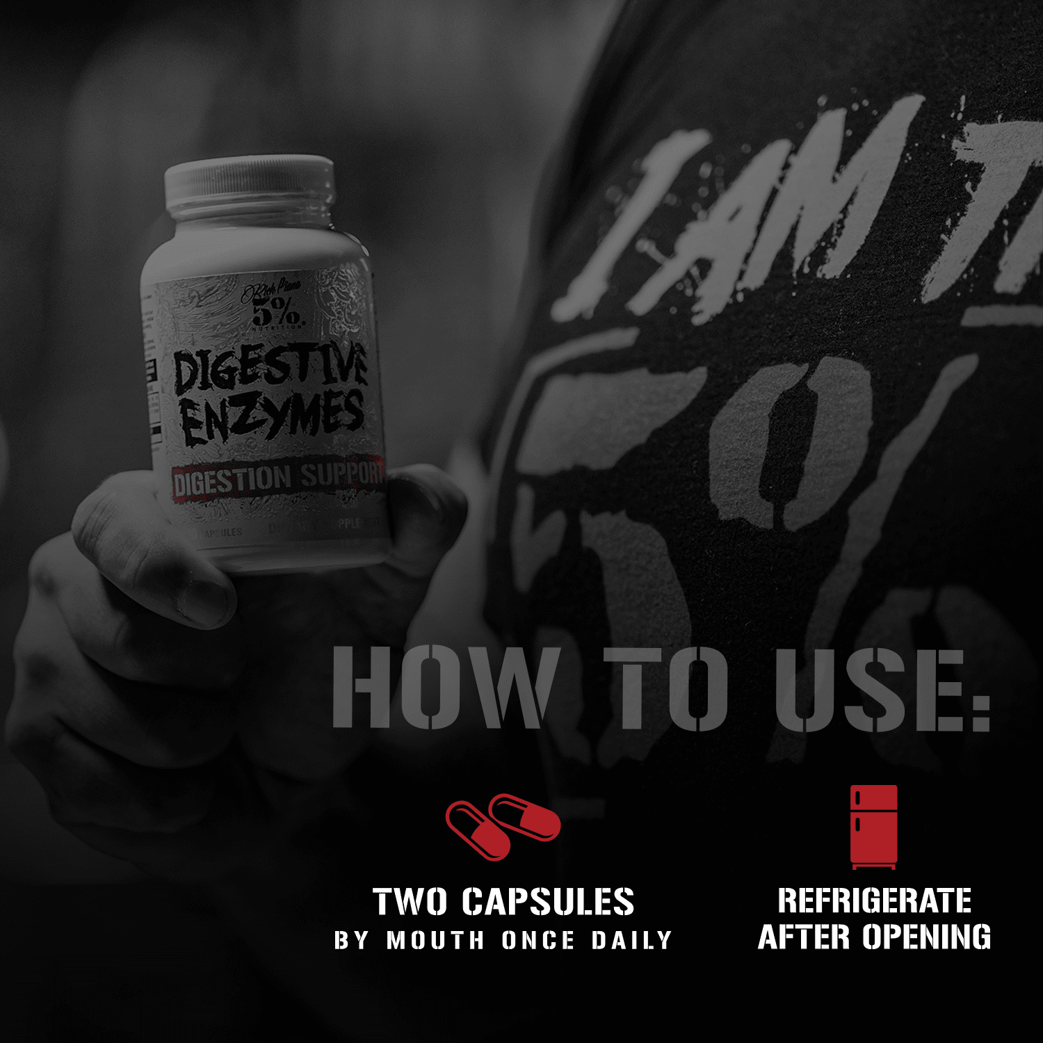 5% Nutrition Rich Piana Digestive Enzymes w/Vitamin B Complex | Enzymes for Protein, Carb, Fat, Fiber & Lactose Breakdown Betaine, Bromelain, Papain (Papaya), Lipase, Lactase, 60 Veg Caps (30 Svgs)