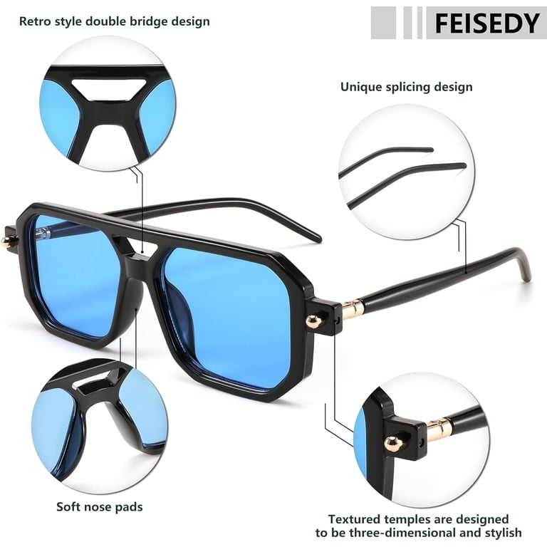 Vintage Square 70s Flat Aviator Sunglasses Women Men Classic  display picture 2