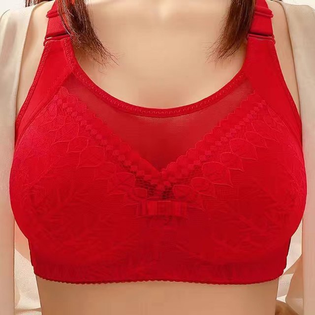 Abcnature Women Daily Comfort Bras Back Buckle Embroidery Thin Style Ventilate Plus Size Bras without Steel Rim