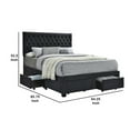 thumbnail image 5 of Fabric Upholstered Wooden Queen Size Bed with Bottom Drawers- Black, 5 of 6