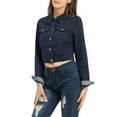 thumbnail image 5 of Allegra K Women's Button Down Long Sleeves Cropped Denim Jacket, 5 of 7