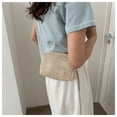 thumbnail image 5 of Granjero Gordo Bolso de mano tejido y bolsas de cosméticos, bolso de mano tejido elegante de playa de verano, bolso de hombro de 6,49 x 3,36 x 4,33 pulgadas (blanco), 5 of 5