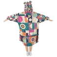 thumbnail image 2 of FORMRS Wearable Blanket Hoodie with Sleeves for Kids Cozy Flannel Sweatshirt, Orange Geometric, 2 of 7