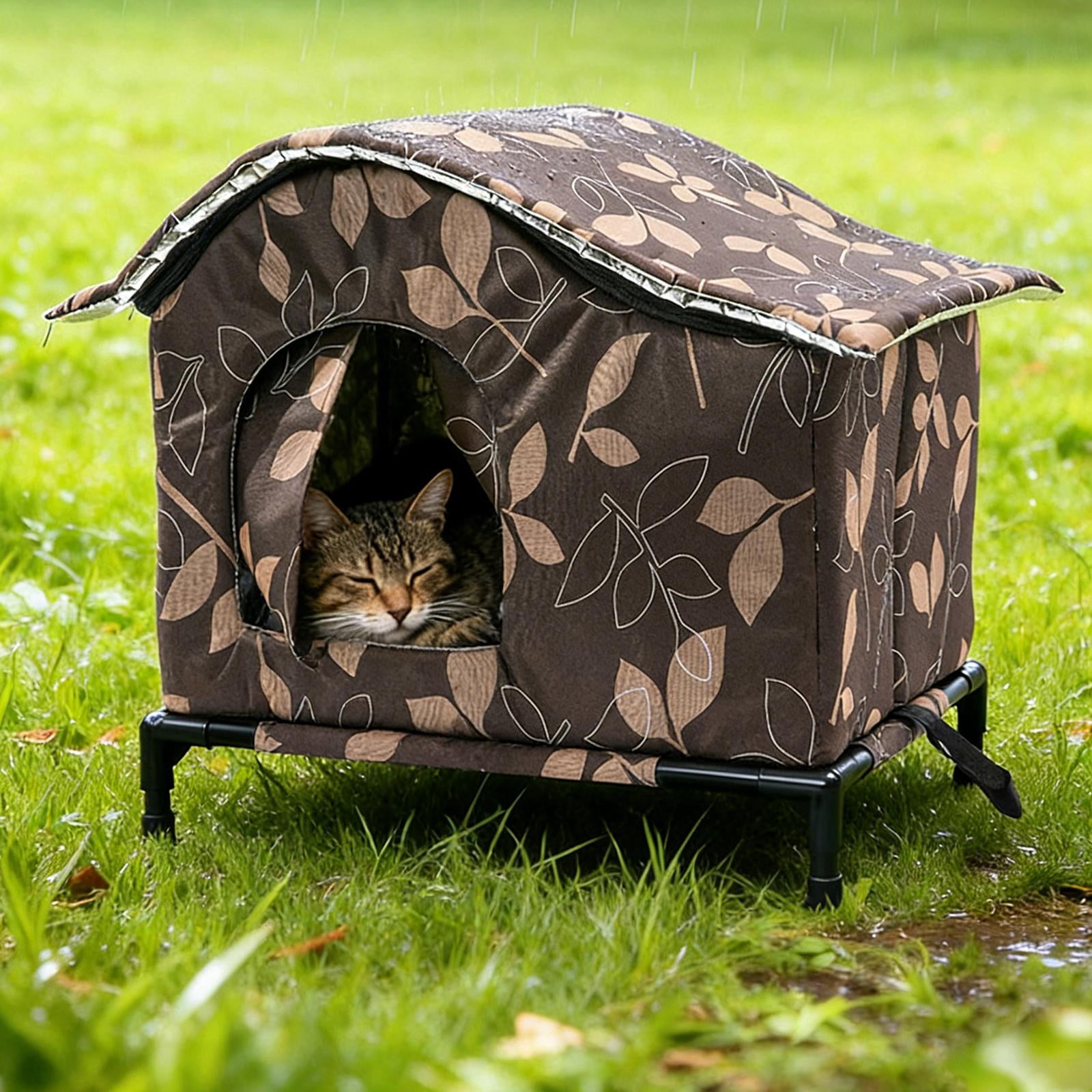 Bothyi Outdoor Cat Enclosure Waterproof Insulated Oxford Cloth Pet House with Windproof 50cmx39cmx46cm