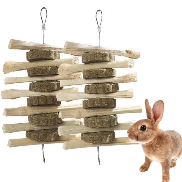 Juguetes masticables de bambú Kathson para conejos y hámsteres, paquete de 2