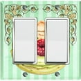 thumbnail image 1 of Metal Light Switch Plate Cover Pistachio Green Fruit Cake Striped Wallpaper CAK050, 1 of 13
