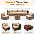 thumbnail image 7 of Techmilly Patio Furniture Sets, Modular Rattan Outdoor Patio Sectional Furniture Sofa Set, Wicker Patio Conversation Set for Backyard,7PCS, 7 of 7