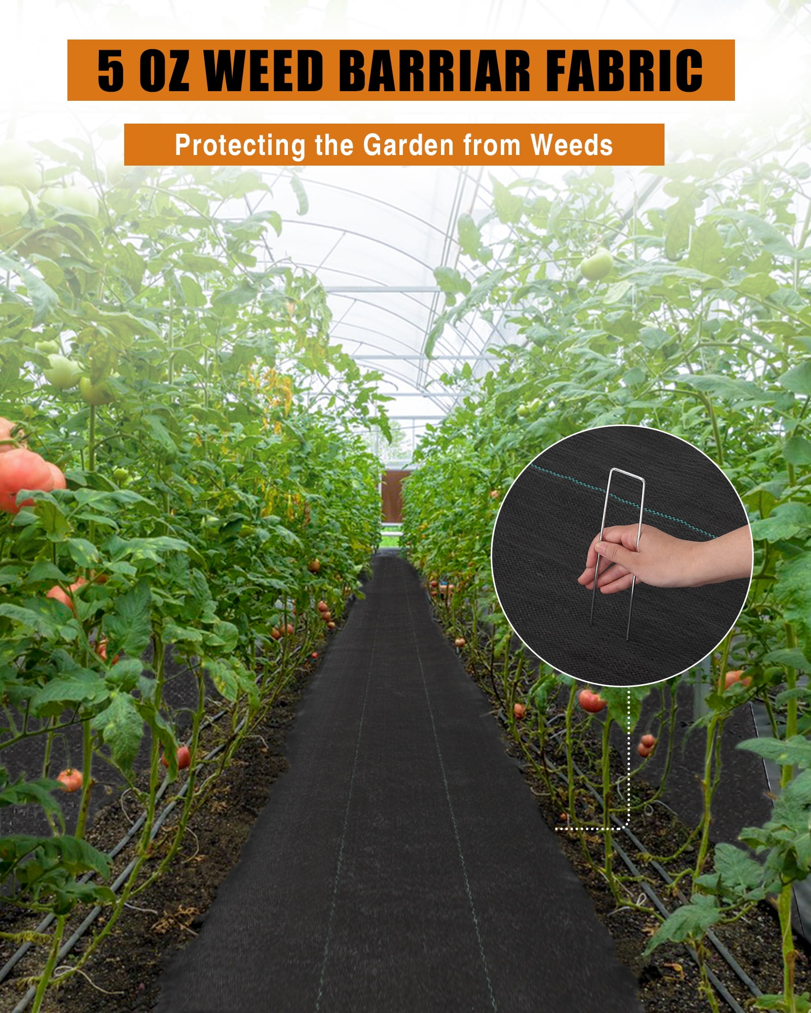 Weed Barrier Landscape Fabric, Durable Heavy Duty Weed Block Gardening Mat, for Soil Stabilization and Weed Barrier