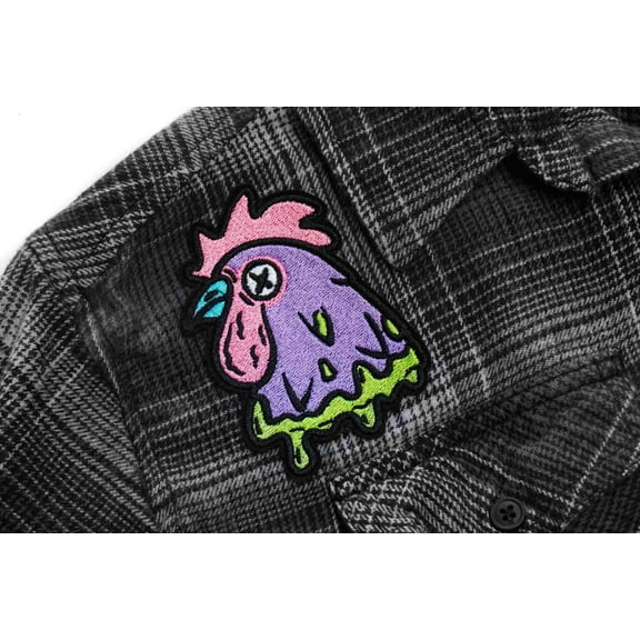 Rooster Head Iron On Embroidered Patch