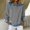 Gray, variant on Solid Color Womens Sweatshirt Long Sleeve Collared Denim Paneled Casual Spring Summer Stitched Pullover Blouse