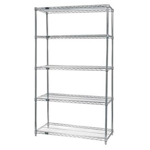 Quantum Storage WR86-3048S-5 Wire 5 Shelf Starter Kit, Stainless - 30 x 48 x 86 in.