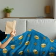 thumbnail image 3 of Children Soft Flannel Fleece Blanket, Sun and Moon Phases Doodle Cosmos Planetary Children's Cartoon Design, Cozy Plush for Indoor and Outdoor Use, 70" x 90", Cobalt Blue and Mustard, by Ambesonne, 3 of 5