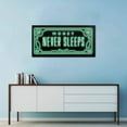 thumbnail image 3 of HFDF spirational Office Wall Art, Money Posters Green 100 Dollar Artwork Money Never Sleeps Quote Wall Decor Motivational Picture for Modern Home Workplace Decorations - 10x8inch Unframed, 3 of 6