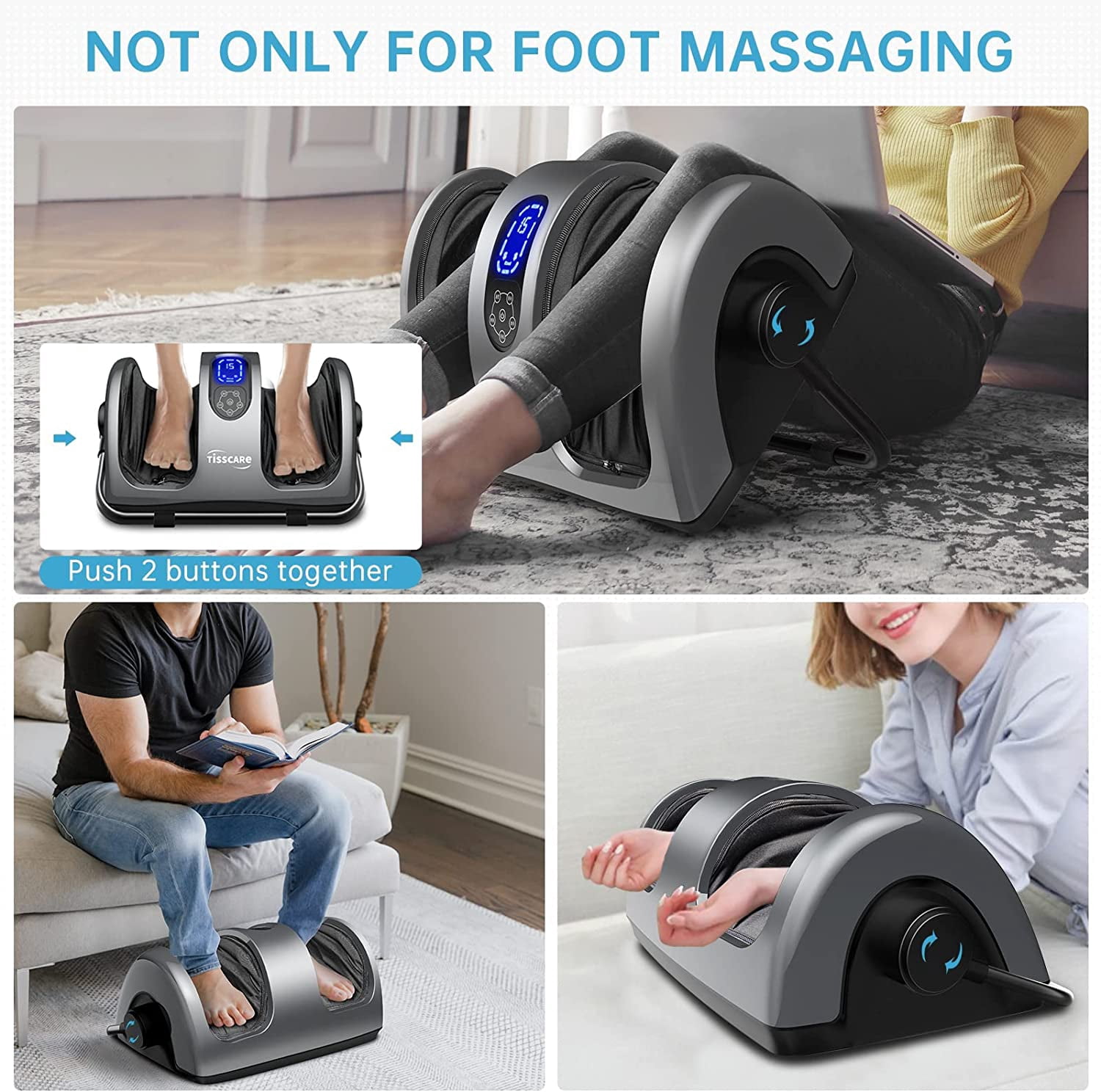 Tisscare Foot Massager - Foot Massager Machine with Airbag Compression, Deep Kneading Therapy Improve Foot Wellness - Gray