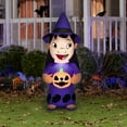 thumbnail image 2 of Gemmy Airblown Inflatable Lilo w/ Witch Hat and Pumpkin Disney, 4 ft Tall, Multicolored, 2 of 5