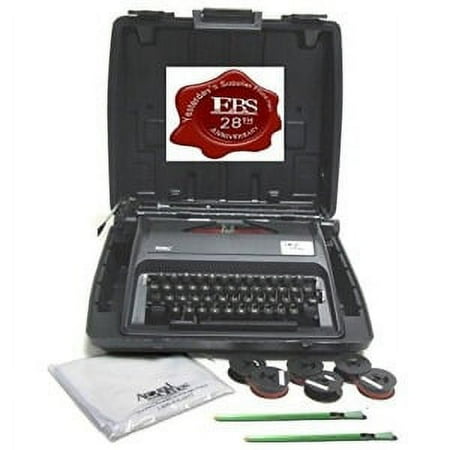 EBS Portable Typewriter w/Hard Carry Case, Cover, 3 Ribbons & 2 Stick Erasers.