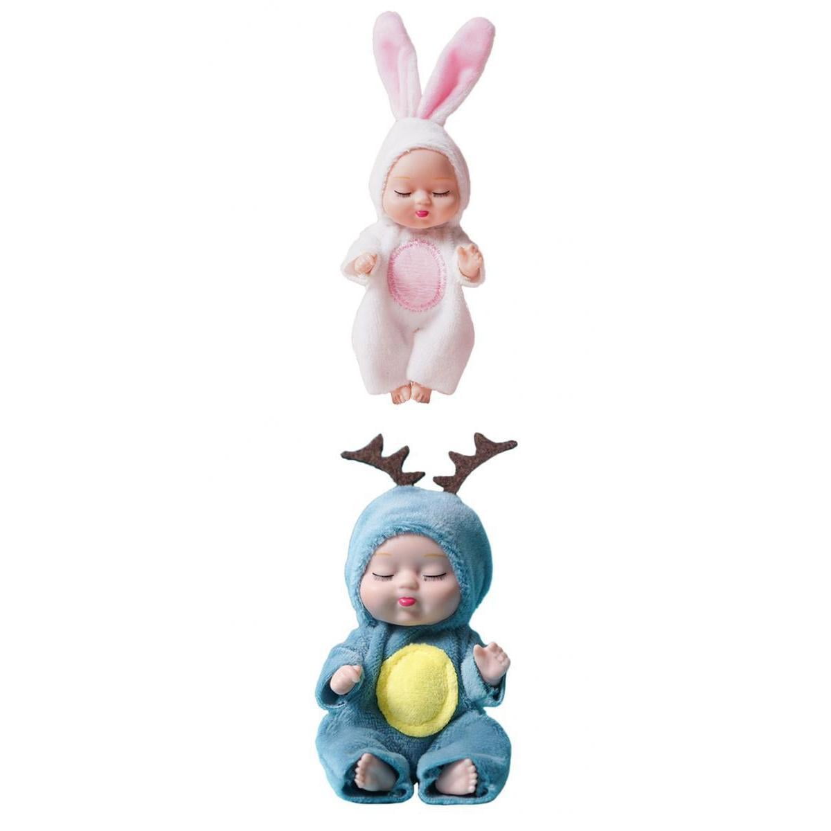 2Pcs Cute Baby Dolls Expression Interactive Mini Doll Cell Phone Keychain ToSP 