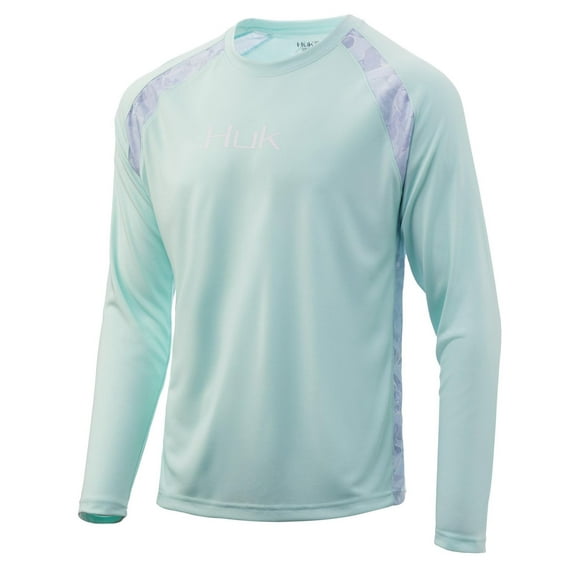 Huk Men's Strike Solid Seafoam Small Long Sleeve Shirt