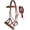 Tan/Beaded, variant on Horse Western Black Leather Beaded Bitless Padded Sidepull Bridle Reins 77RS24BK
