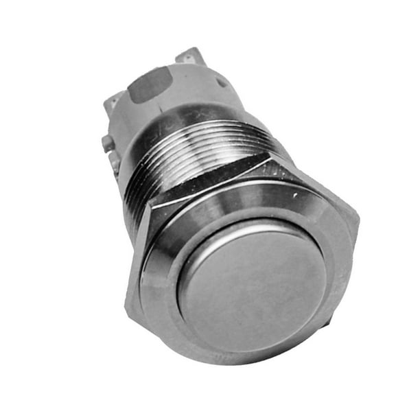 Interruptor de Botón Pulsador Momentáneo O de Enclavamiento de Metal de material ero Inoxidable Prueba de Agua de 19 Mm 250V 5A 1NO 1NC (0