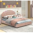 thumbnail image 2 of Full Size Upholstered Smart LED Bed Frame with 2 Storage Drawers and Chic Double Petal Headboard , Princess Platform Bed with Smart LED Light, 2 of 8