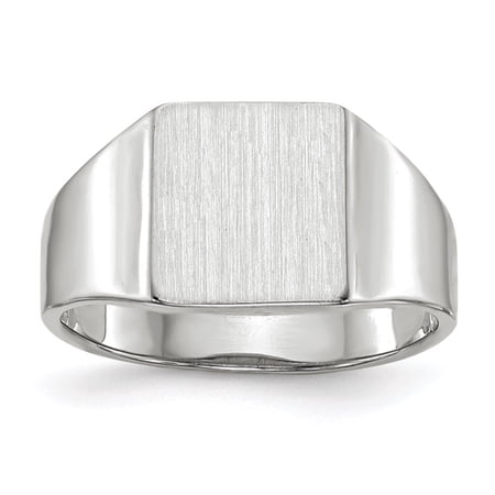 Diamond2Deal 14K White Gold 9.5x8.5mm Open Back Signet Ring for Women Size 6