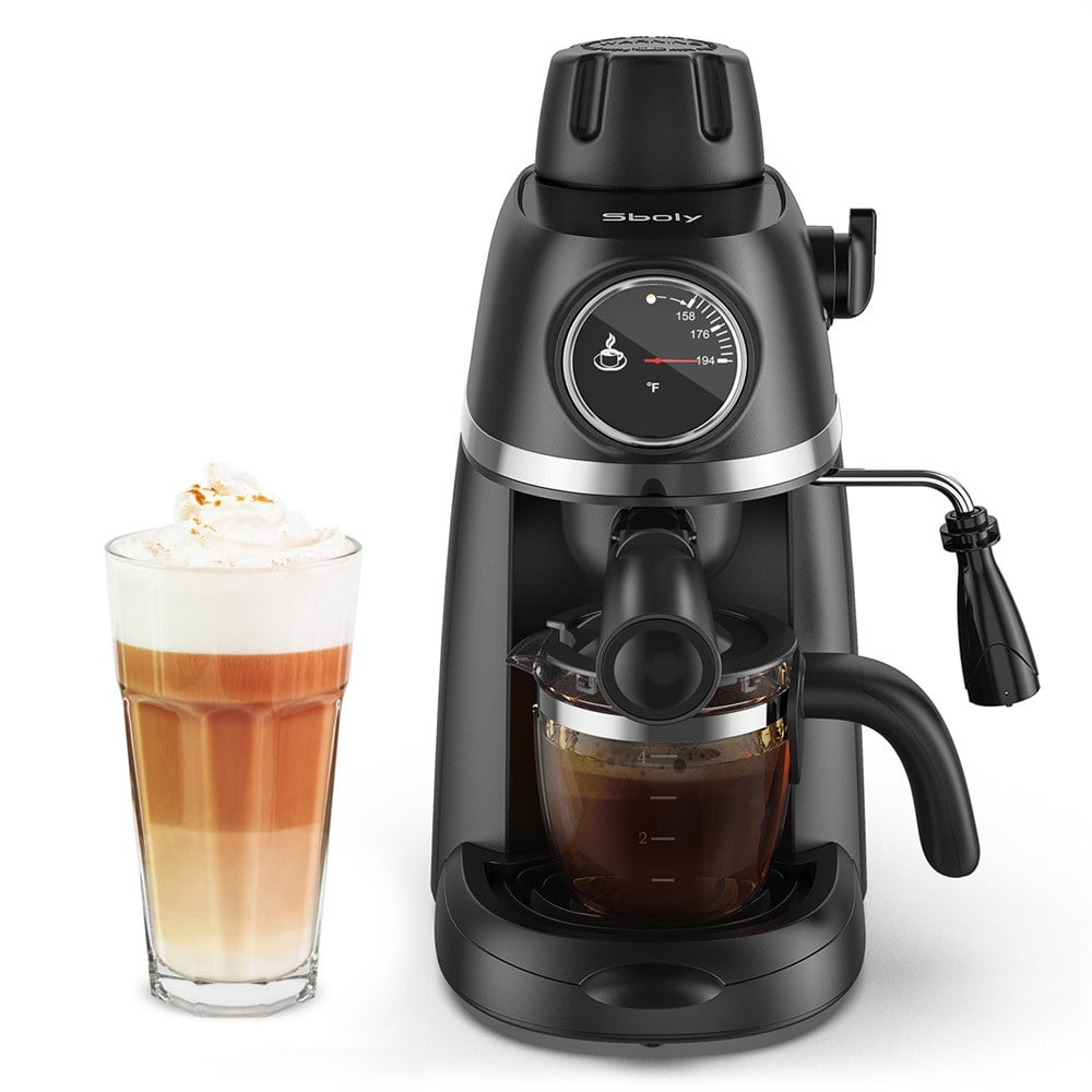 Espresso Machine 3.5 Bar 4 Cup Espresso Maker Cappuccino Machine with Steam Milk Frother and Carafe 